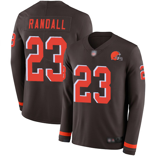 Cleveland Browns Damarious Randall Men Brown Limited Jersey 23 NFL Football Therma Long Sleeve